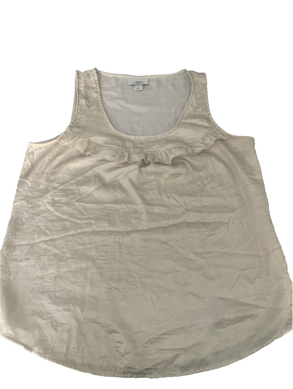 LOFT Women’s Sleeveless Linen Creme Tank Top-Women-Medium